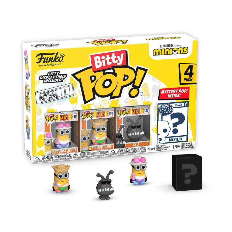 Bitty Pop! Minions: Tourist Jerry 4-Pack Mini Vinyl Figure with Mystery