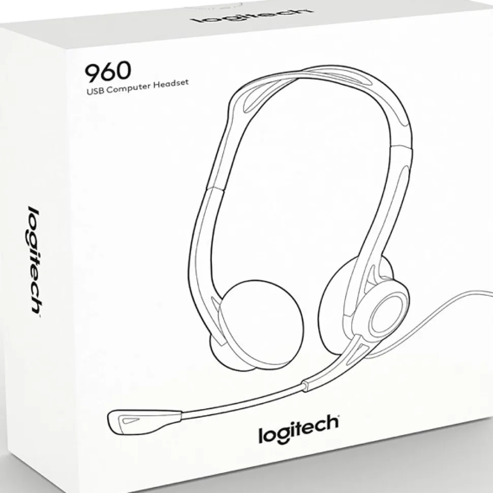 Logitech 960 Wired Headset Stereo Headphones with Noise-Cancelling Microphone