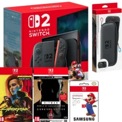 Nintendo Switch 2 Mario Kart World Bundle with Carry Case, Cyberpunk 2077, Hitman WOA + 256GB SD