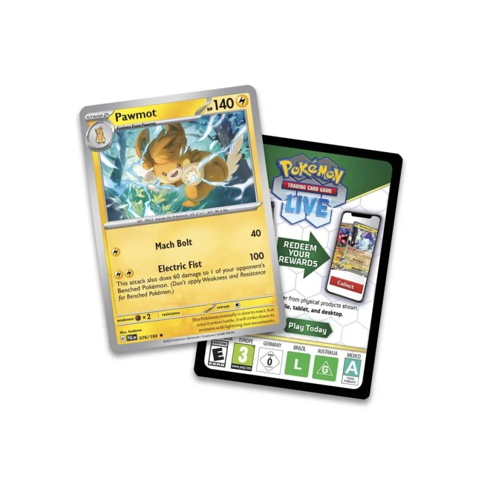Pokemon TCG: Pawmot Card with 2 Booster Packs and Coin - Sealed Case of 36