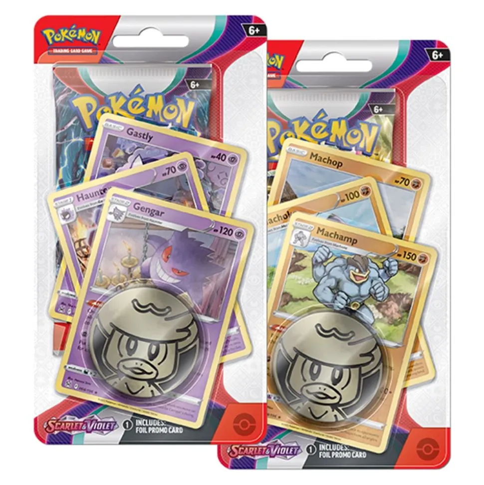 Pokemon TCG: Scarlet & Violet Premium Checklane Display Trading Cards 2 Pack - Gengar & Machamp