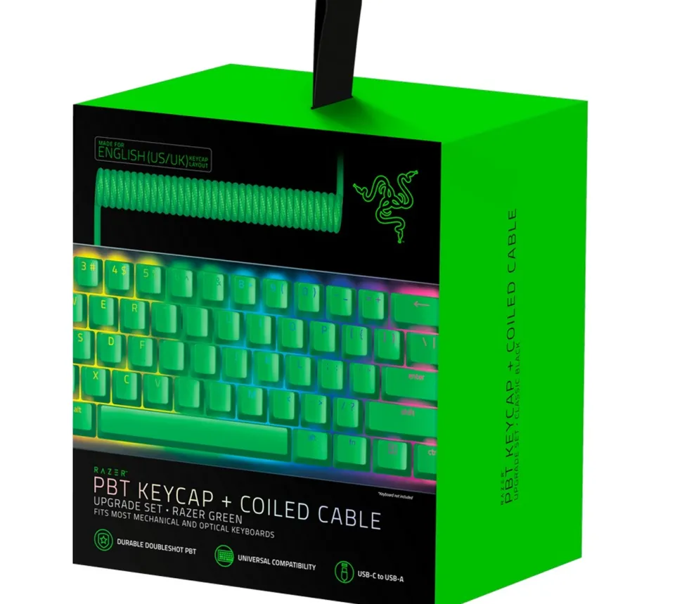 Razer PBT Keycap + Coiled Cable Upgrade Set - Green