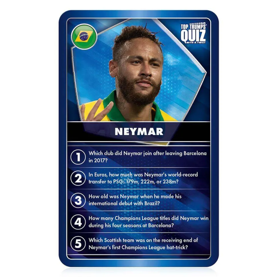 Top Trumps World Football Stars Blue Top Quiz Game